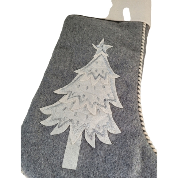 Balsam & Fir Christmas Stockings Gray and Ivory Farmhouse Style CountrySet of 2 - Picture 3 of 5
